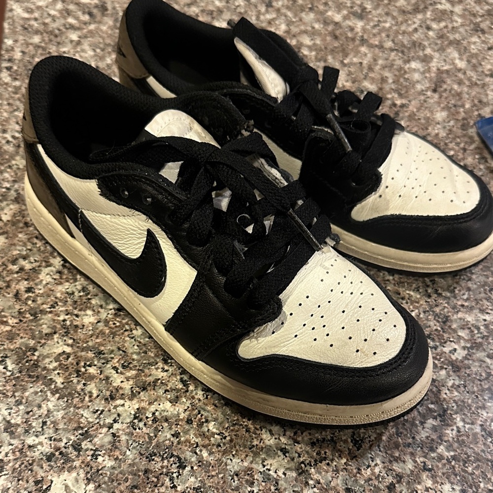 Jordan Black and White and mocha Low-Top Sneakers